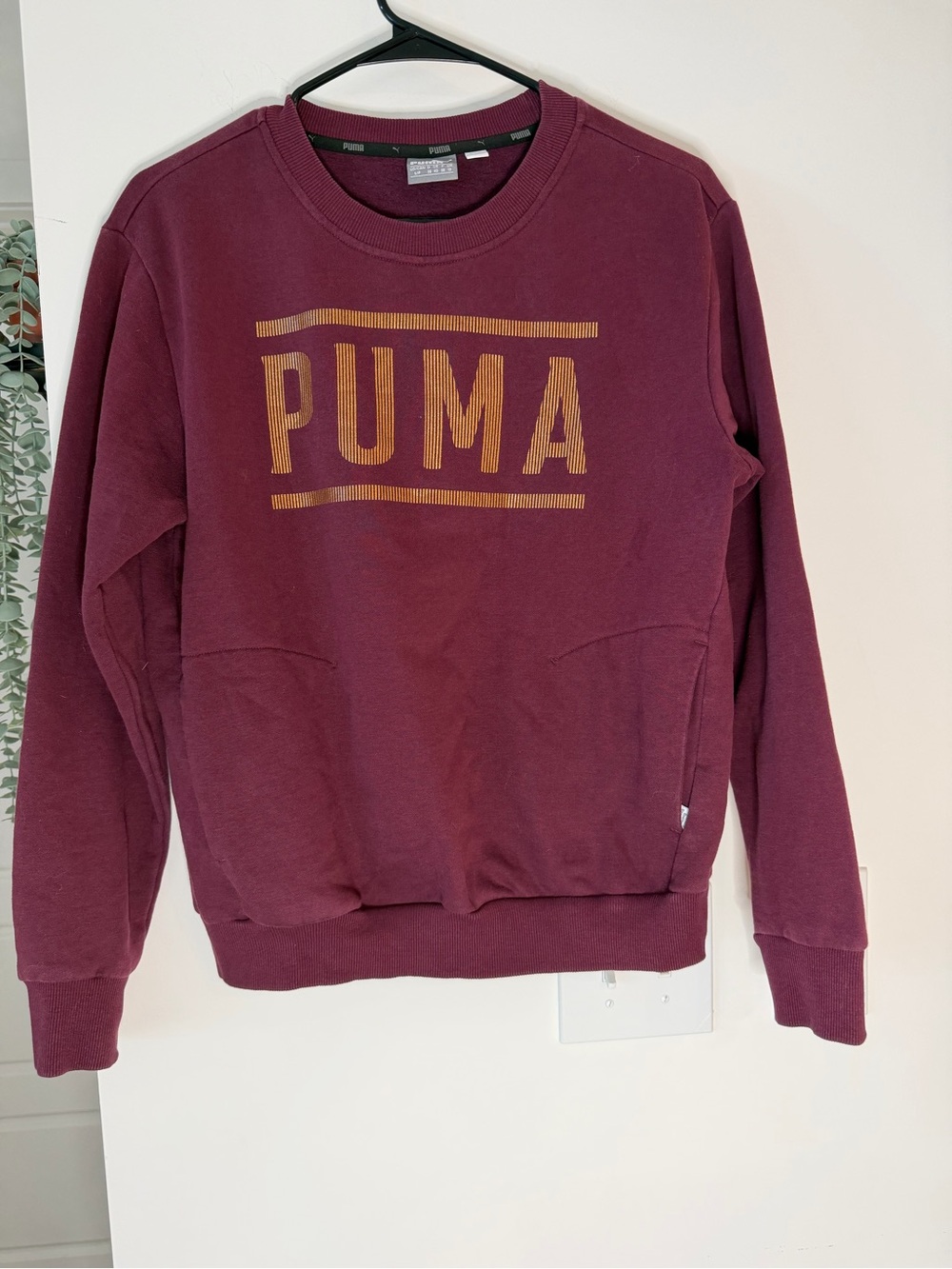 Puma Burgundy Crewneck Sweatshirt with Gold Logo